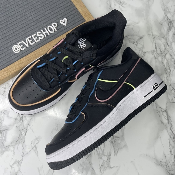 Nike Air Force 1 🌷 Black - White - Multi-Color - Picture 2 of 4